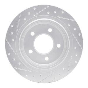 Chrysler Pacifica Brake Rotor (1) - Rear Right - R1 Concepts - Drilled & Slotted - Silver - `04-`08